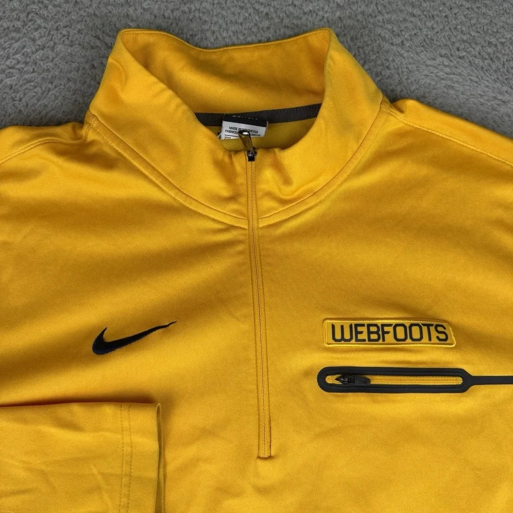 Oregon Webfoots 1/4‎ Zip Jacket Mens 2Xl Yellow Nike Dri Fit Ducks